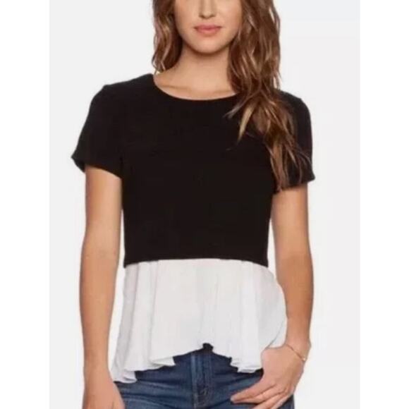Bailey 44 Revolve Peplum Top Black White Short Sleeve
Blouse Women's Size Medium - Picture 1 of 8